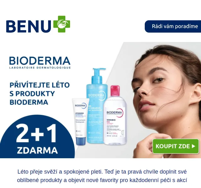 BENU E-shop: Bioderma 2+1 – červen 2026 | Nuslet.cz