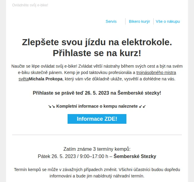 czbikero: E-BIKE CAMP s Michalem Prokopem – červen 2026 | Nuslet.cz