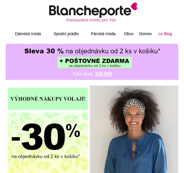 Blancheporte: -30 % a doprava zdarma – červen 2026 | Nuslet.cz