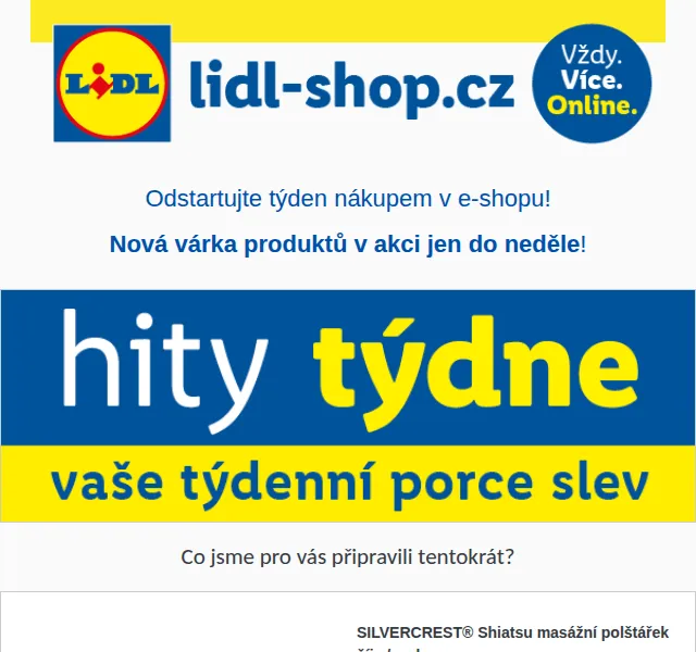 Lidl: Hity týdne – slevy až 55 % na masážní polštářek a zahradní nábytek – květen 2026 | Nuslet.cz