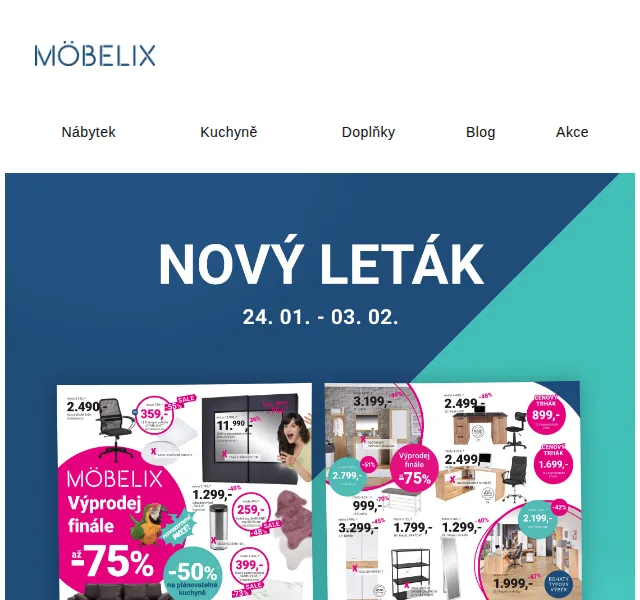 Möbelix: Finální výprodej až 66% – červen 2026 | Nuslet.cz