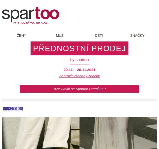 Spartoo.cz: Až -50% na Birkenstock, Airstep, Armani Exchange – červen 2026 | Nuslet.cz