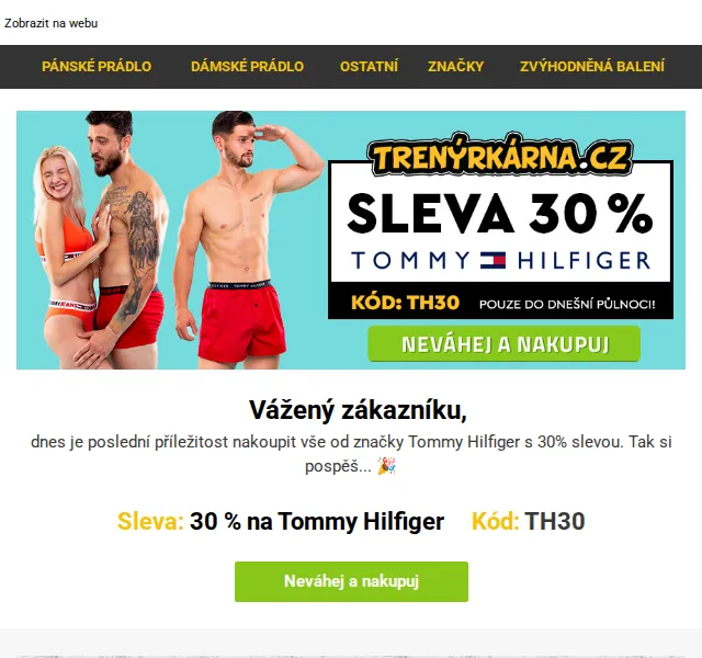 Trenýrkárna.cz: -30 % na Tommy Hilfiger – červen 2026 | Nuslet.cz