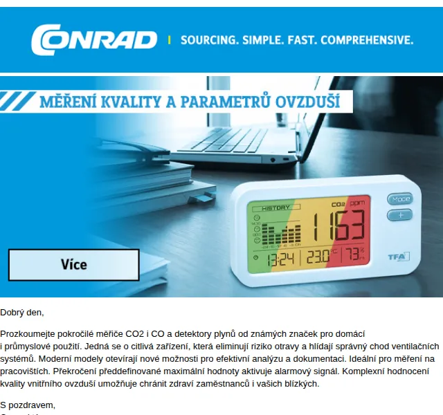 Conrad Electronic: Měřiče CO2 a detektory plynů – červen 2026 | Nuslet.cz