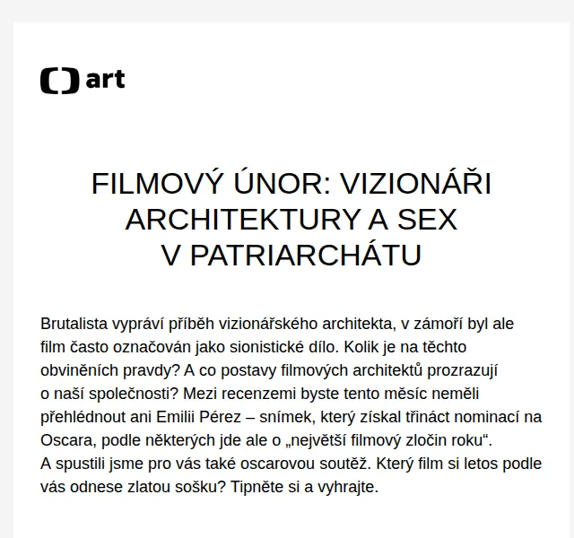 Web ČT art: Festival filmů a recenzí – červen 2026 | Nuslet.cz