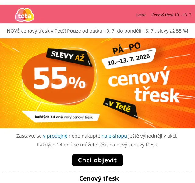 Teta drogerie: Cenový třesk až 55 % – červenec 2026 | Nuslet.cz