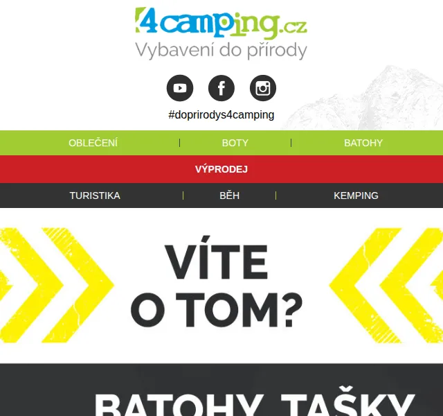 4camping: Sleva 10 % na batohy a 15 % na WARG – červen 2026 | Nuslet.cz