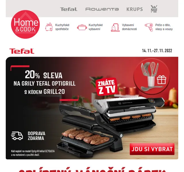Home & Cook: Tefal Optigrill+ se slevou až 47 % – červen 2026 | Nuslet.cz