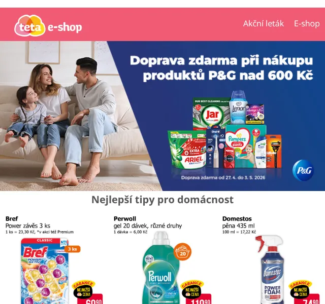 Teta drogerie: Doprava zdarma + akce na péči – květen 2026