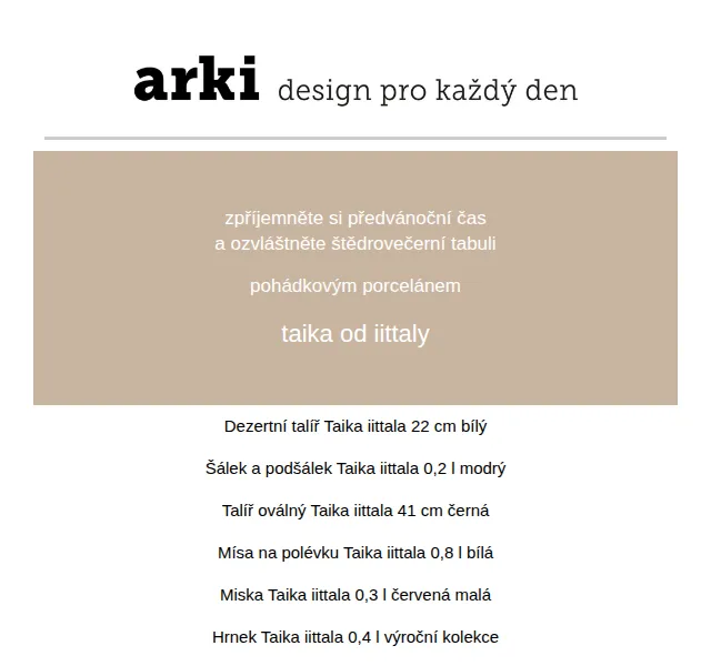 arki: Porcelánová kolekce Taika od iittaly – červen 2026 | Nuslet.cz