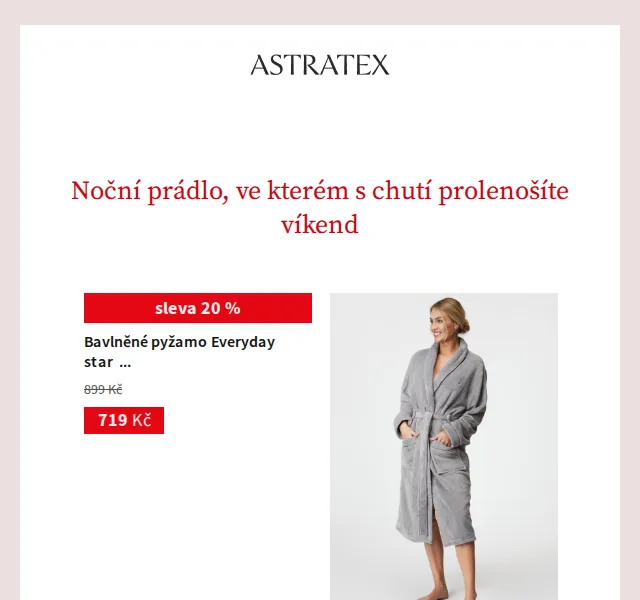Astratex.cz: noční prádlo a župany ve slevě až −60 % – červen 2026 | Nuslet.cz