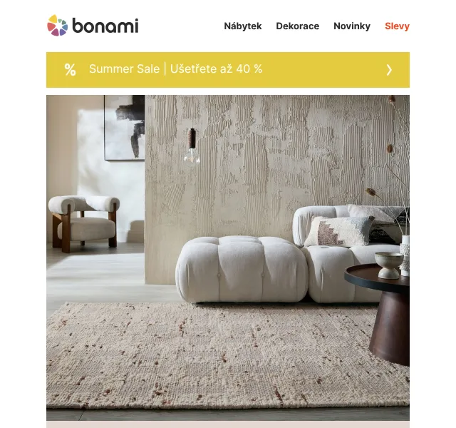 Bonami.cz: textil a koberce se slevou 25 % – červen 2026