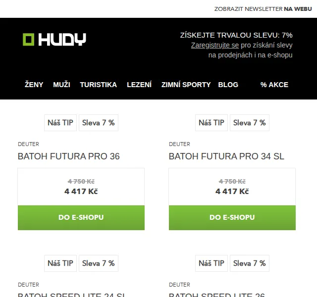 Hudy: Sleva 7 % na batohy Deuter – červen 2026 | Nuslet.cz