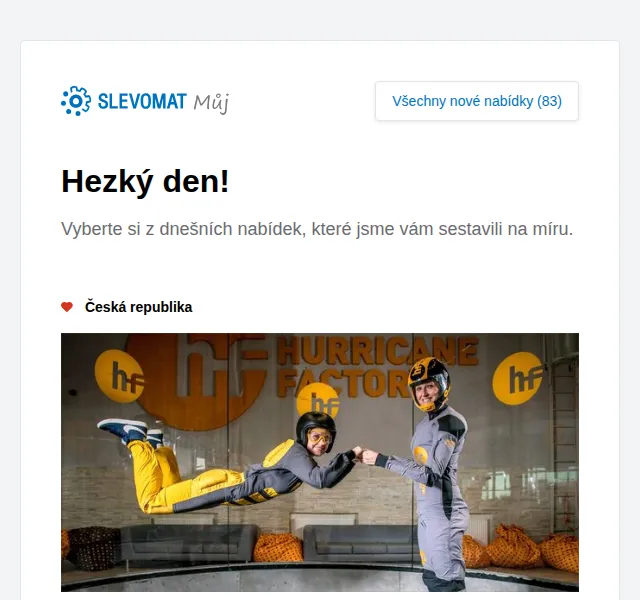 Slevomat: Let ve větrném tunelu 270 km/h – červen 2026 | Nuslet.cz