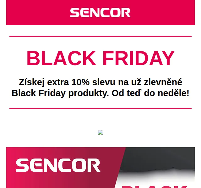 Sencor: Extra 10% sleva na Black Friday – červen 2026 | Nuslet.cz