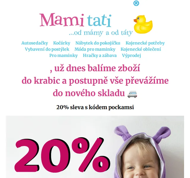 Mamitati.cz: Sleva 20 % na skladovky – červen 2026 | Nuslet.cz