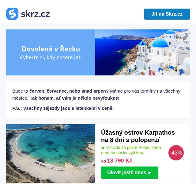 Skrz.cz: Dovolená v Řecku se slevou až 71 % – červen 2026 | Nuslet.cz
