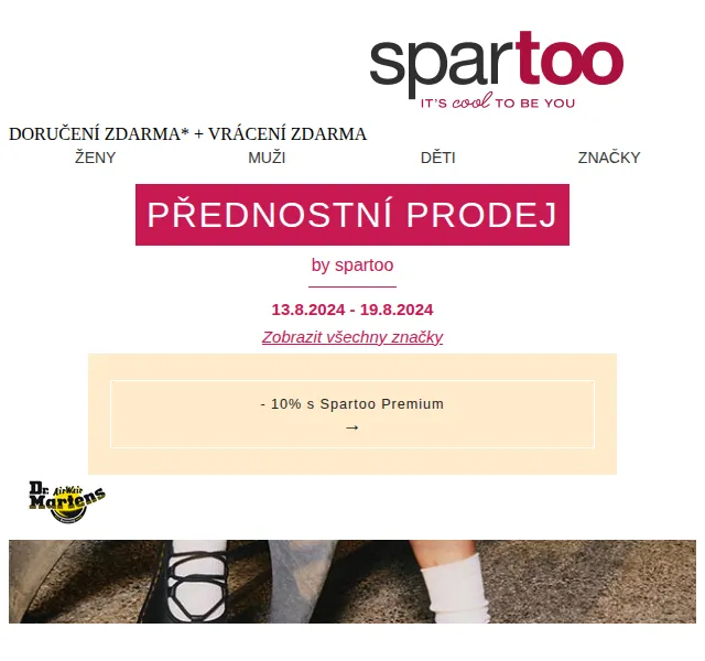 Spartoo: Dr. Martens, Fericelli a Caprice až -50 % – červen 2026 | Nuslet.cz