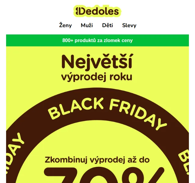 Dedoles.cz: Black Friday sleva až –70 % + extra kód – červenec 2026 | Nuslet.cz
