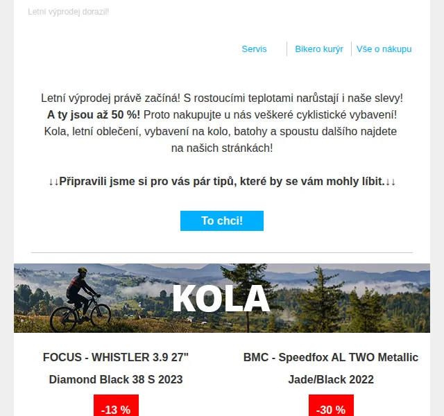 czbikero: Letní výprodej kol a vybavení – červen 2026 | Nuslet.cz