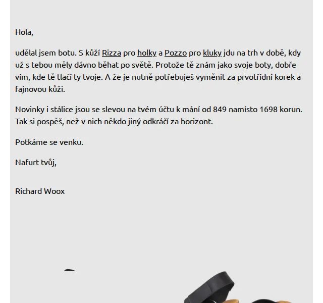 Richard Woox: Boty Rizza a Pozzo od 849 Kč – červen 2026 | Nuslet.cz