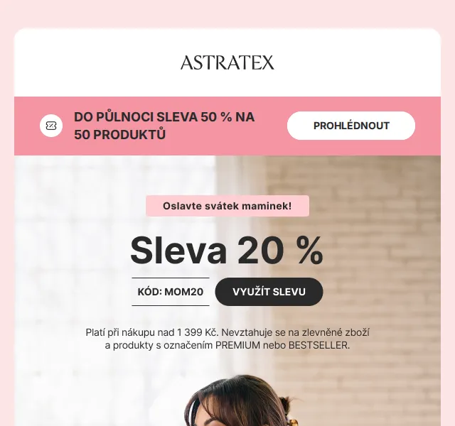 50% sleva na 50 kusů - poslední den! | Astratex.cz