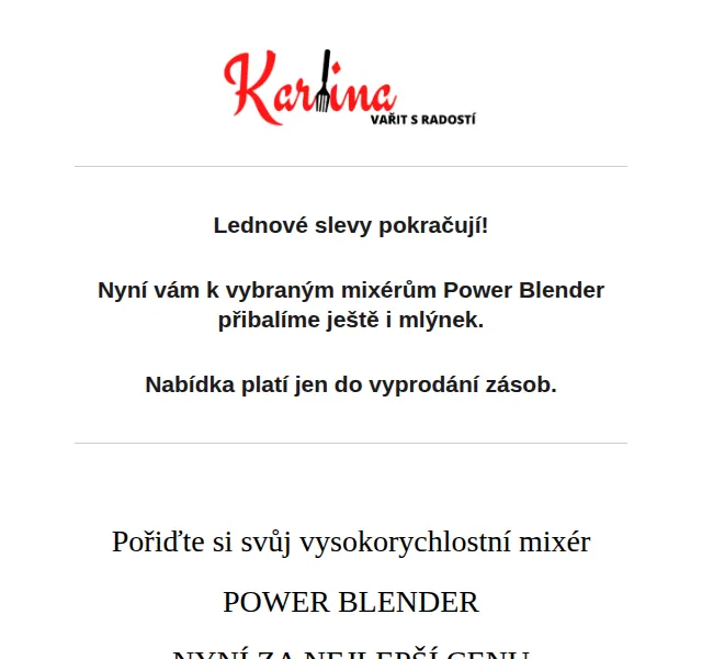 Karlina CZ: Power Blender mixér s mlýnkem – červen 2026 | Nuslet.cz