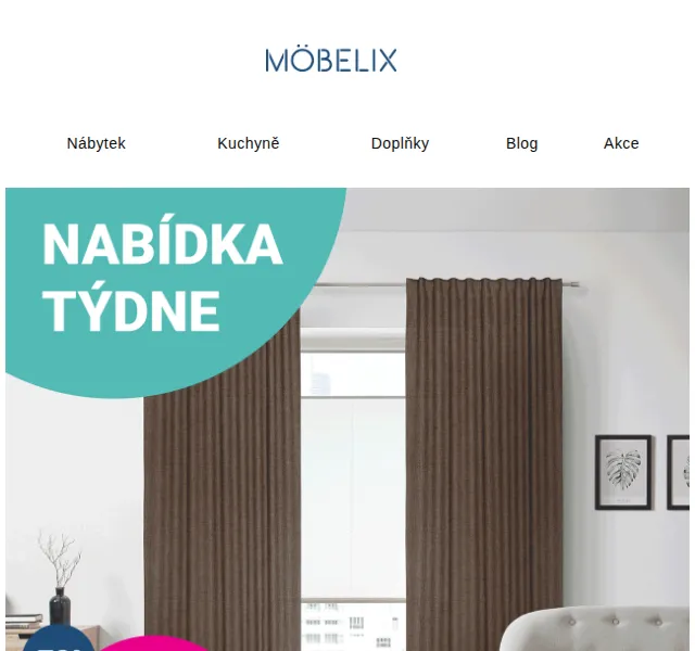 Möbelix: Závěsy Glamour a Anita se slevou – červen 2026 | Nuslet.cz