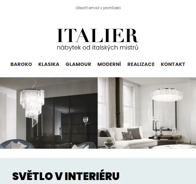 Italier: Svítidla Ideal Lux a nábytek CorteZari – červen 2026 | Nuslet.cz