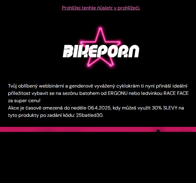 Bikeporn: sleva 30 % na batohy Ergon a ledvinky Race Face – červen 2026 | Nuslet.cz