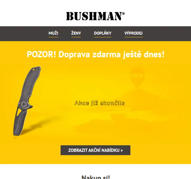 BUSHMAN: Doprava zdarma + slamák za 299 Kč – červenec 2026 | Nuslet.cz