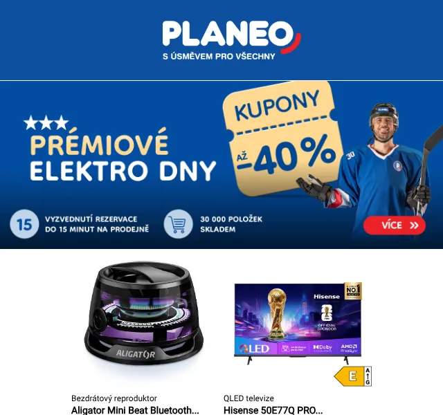 Planeo: Sleva až 40 % na elektroniku – květen 2026 | Nuslet.cz