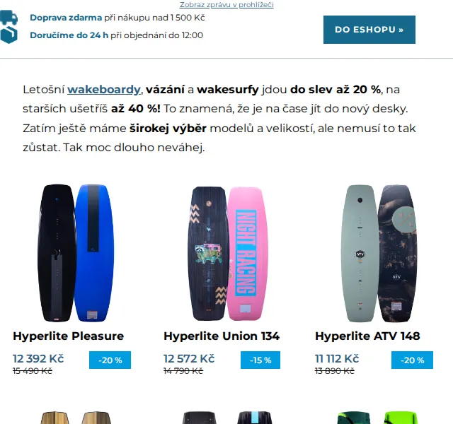 SNOWBOARD ZEZULA: Wakeboardy do slevy až 40 % – červen 2026 | Nuslet.cz
