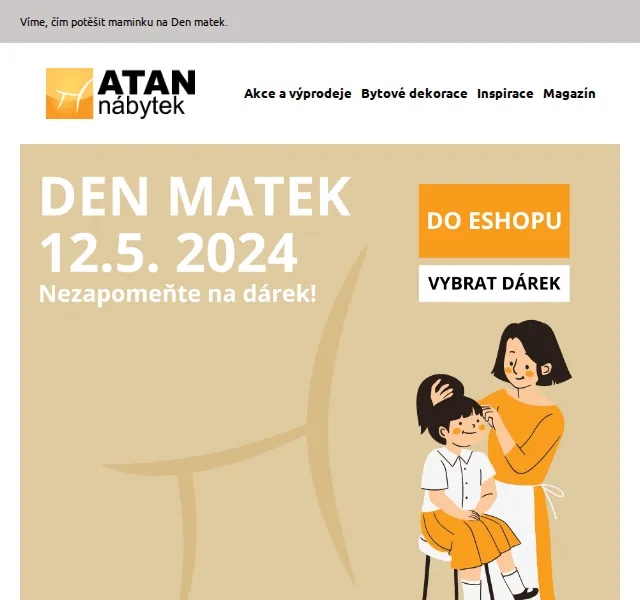 ATAN nábytek: Dárky k Svátku matek – červen 2026 | Nuslet.cz