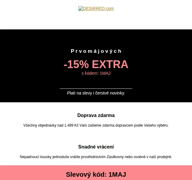 DESIRRED: Prvomájových -15% EXTRA – květen 2022 | Nuslet.cz
