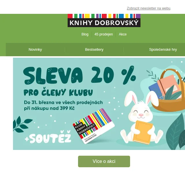 KnihyDobrovsky.cz: Sleva 20 % na celý nákup – březen 2026 | Nuslet.cz