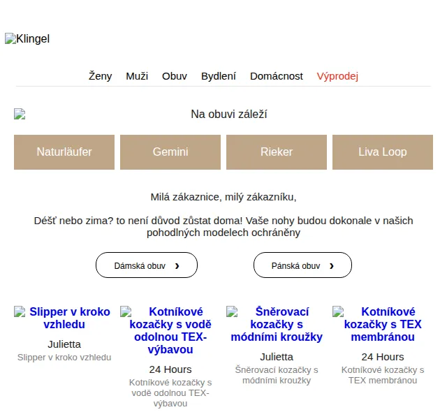 KLiNGEL: Podzimní obuv Naturläufer, Gemini, Rieker – červenec 2026 | Nuslet.cz