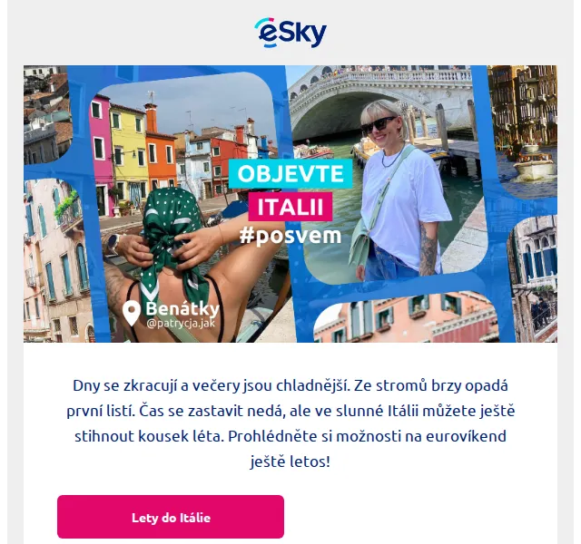 eSky: Letenky do Itálie od 675 CZK – říjen 2026 | Nuslet.cz