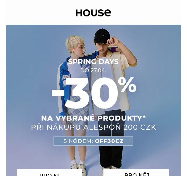HOUSE: Spring Days –30 % na vybrané produkty – červen 2026 | Nuslet.cz