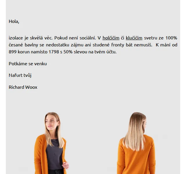 Richard Woox: Svetr ze 100% česané bavlny od 899 Kč s 50% slevou – červen 2026 | Nuslet.cz