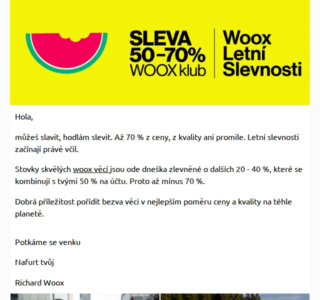 Richard Woox: Letní slevnosti až 70 % – červen 2026 | Nuslet.cz