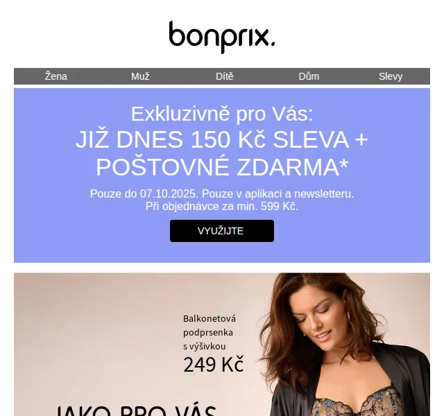 bonprix: 150 Kč sleva + poštovné zdarma – červen 2026 | Nuslet.cz