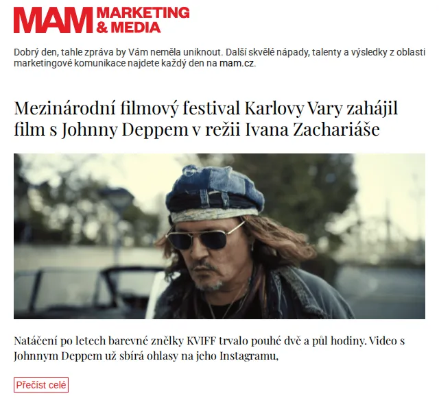 Marketing & Media: KVIFF zahájil film s Johnny Deppem – červen 2026 | Nuslet.cz