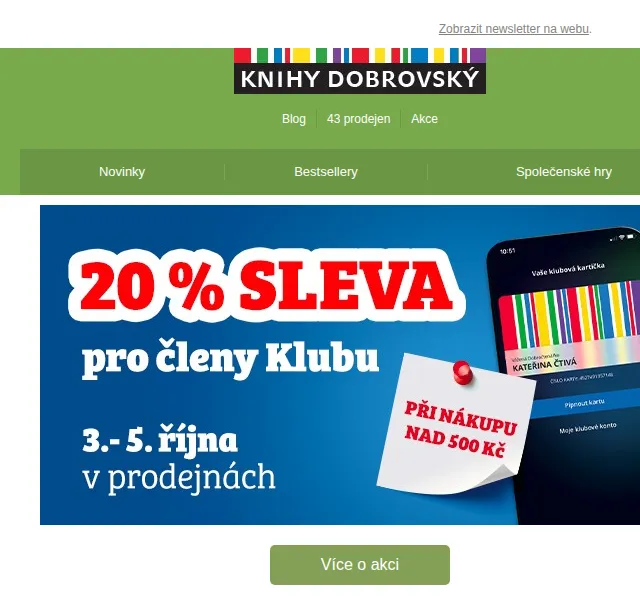 KnihyDobrovsky.cz: Víkendová sleva 20 % na nákup nad 500 Kč – červen 2026 | Nuslet.cz