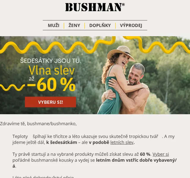 BUSHMAN: Letní slevy až 60 % – Červen 2026 | Nuslet.cz