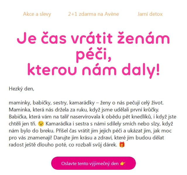 Pilulka: Dárky ke Dni žen – Avène 2+1, kolagen 1+1 – červen 2026 | Nuslet.cz