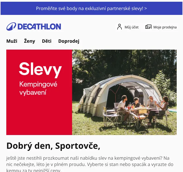 Decathlon: slevy na camping až -30 % – srpen 2026