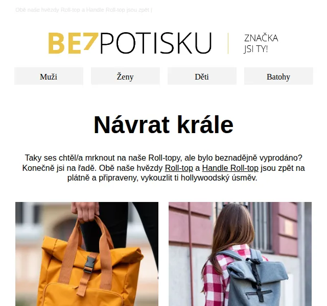BezPotisku: Roll-top batohy již od 535 Kč – červen 2026 | Nuslet.cz