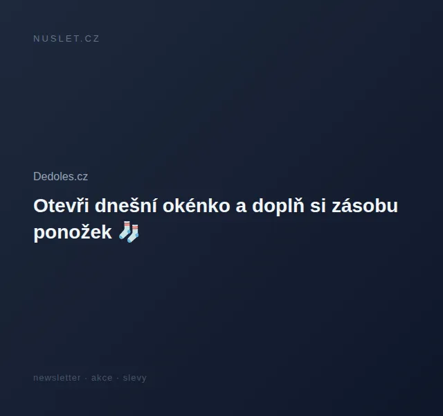 Dedoles: Extra sleva na ponožky – květen 2026 | Nuslet.cz
