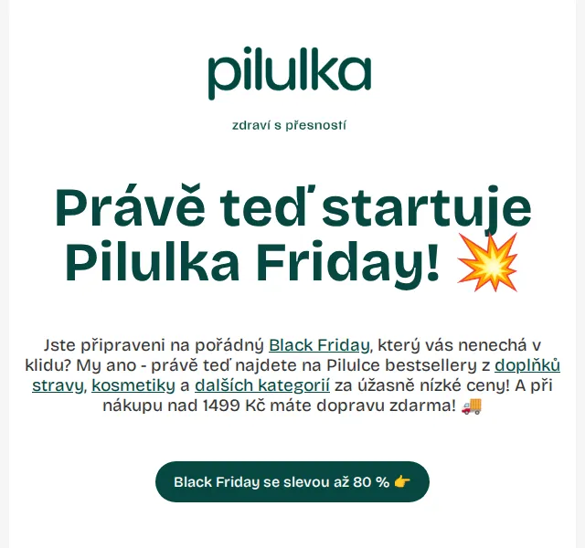 Pilulka.cz: Pilulka Friday – slevy až 80 % – červen 2026 | Nuslet.cz
